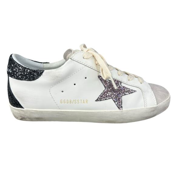 Golden Goose Women’s White Leather Purple Star Sneakers Size 37 US 7 - Picture 1 of 11